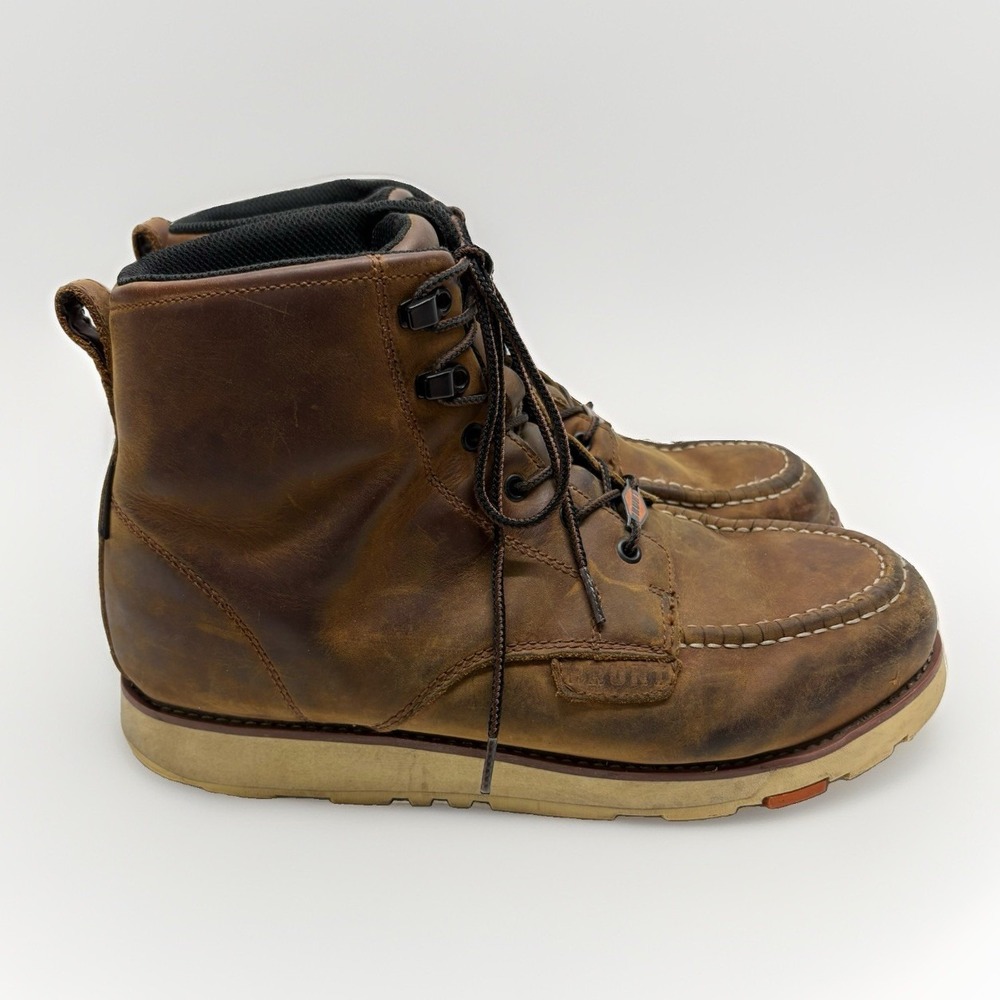 Brunt Marin Waterproof Moc Toe Brown Leather Work Boots Size 12 Mens Durable